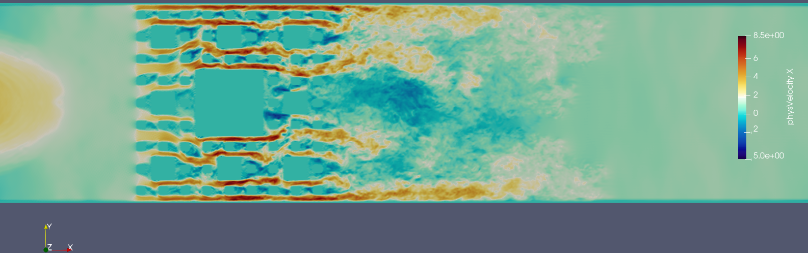 Turbulent fluid flow through a Sierpinski carpet